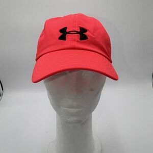 Under Armour Women's Neon Coral Pink Adjustable Polyester Blend Running Cap